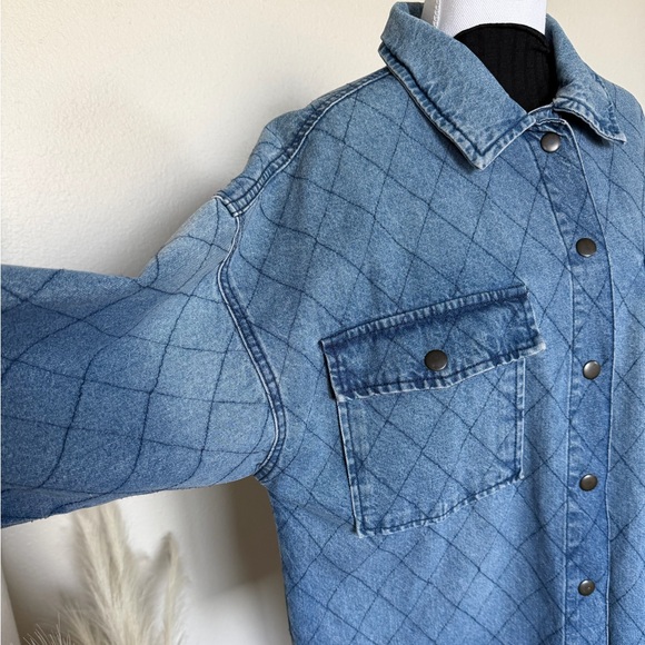 Celebrity Pink - Light Blue Quilted Cotton Denim Jacket - Picture 13 of 13